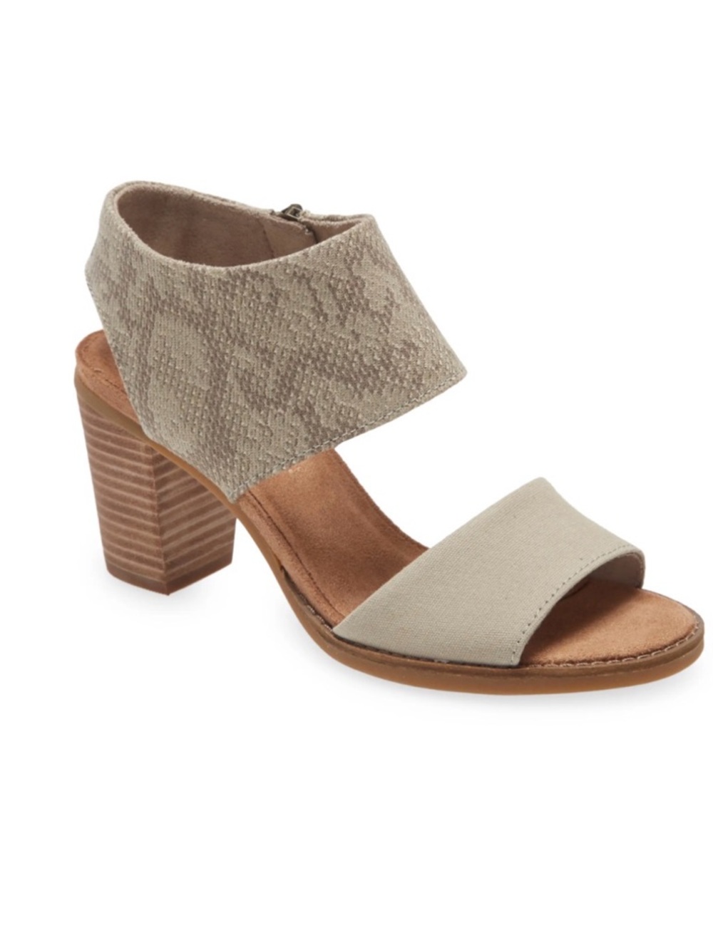 TOMS Women's Majorca Cutout Heels- Beige Snake-Print Block Heel Sandals - Picture 2 of 11